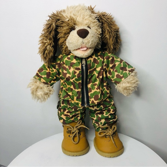 Build a Bear 2009 18” dog in camouflage fatigues and boots L4 - Picture 1 of 5